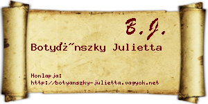 Botyánszky Julietta névjegykártya
